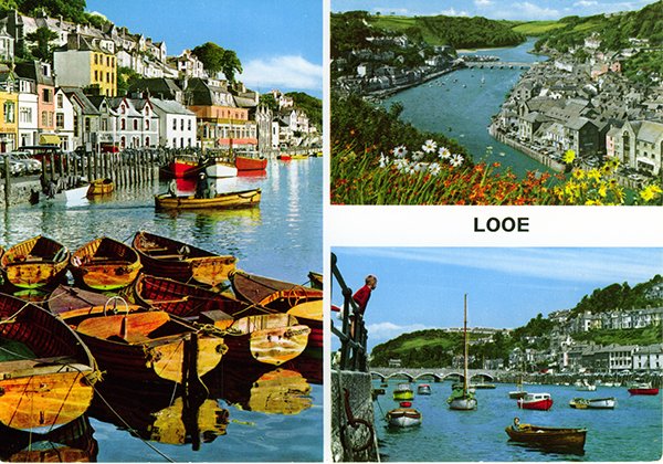 Vintage Rare John Hinde Postcard Collectable Harbour And Bridge Looe Cornwall 