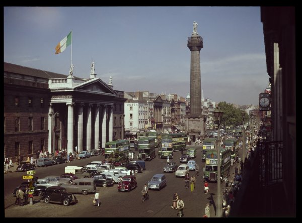 Nelson's Pillar and the General Post Office, O'Connell Street, Dublin by John Hinde
