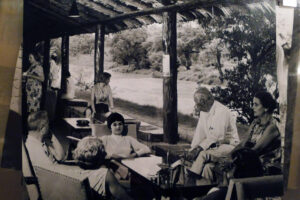 Black and white photo of Samburu Game Lodge postcard